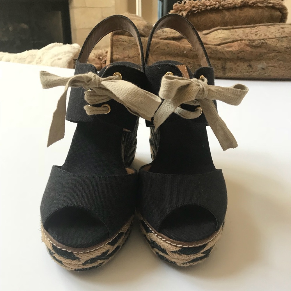 TORY BURCH "LINLEY” High Wedges Black Size 8M